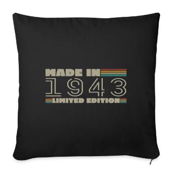 Vintage 1943 1943 Born in 1943 Birthday Gift - Sofa pillowcase 17,3'' x 17,3'' (45 x 45 cm) - black - Front