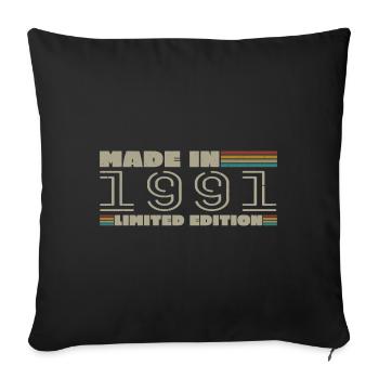 Cadeau d'anniversaire 1991 vintage 1991 né en 1991 - Housse de coussin décorative 45 x 45 cm - noir - Devant