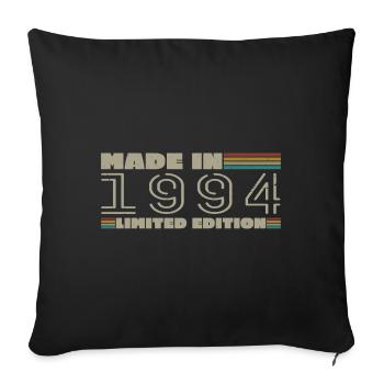 Cadeau d'anniversaire 1994 vintage 1994 né en 1994 - Housse de coussin décorative 45 x 45 cm - noir - Devant
