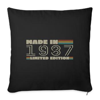 Cadeau d'anniversaire 1987 vintage 1987 né en 1987 - Housse de coussin décorative 45 x 45 cm - noir - Devant