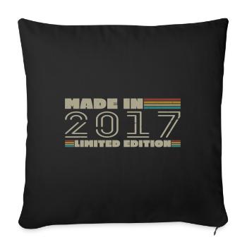 Cadeau d'anniversaire 2017 vintage 2017 né en 2017 - Housse de coussin décorative 45 x 45 cm - noir - Devant