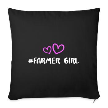 Fermier Fille Fille Coeur Amour - Housse de coussin décorative 45 x 45 cm - noir - Devant