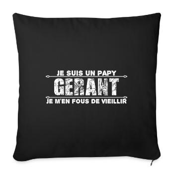 je suis un papy gérant - Housse de coussin décorative 45 x 45 cm - noir - Devant