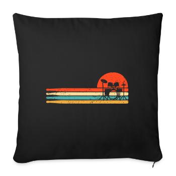 Retro Drums Musician Drummer - Sofa pillowcase 17,3'' x 17,3'' (45 x 45 cm) - black - Front
