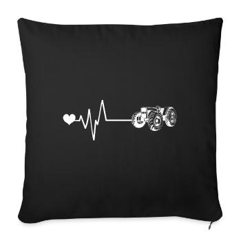 Traktor Puls Herz Liebe - Sofakissenbezug 45 x 45 cm - Schwarz - Vorne