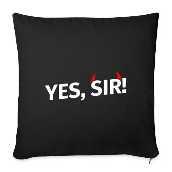 Oui Monsieur! avec cornes rouges - blanc - Housse de coussin décorative 45 x 45 cm - noir - Devant