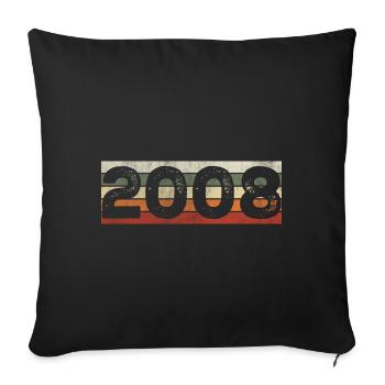 Millésime 2008 Cadeau D’anniversaire Rétro 2008 - Housse de coussin décorative 45 x 45 cm - noir - Devant
