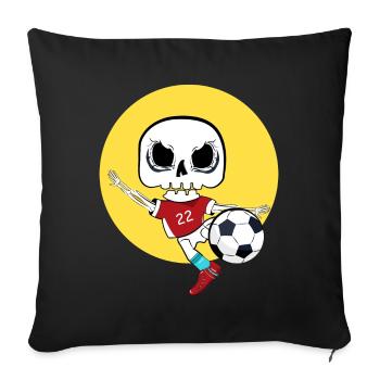 Skeleton Playing Soccer - Sofa pillowcase 17,3'' x 17,3'' (45 x 45 cm) - black - Front