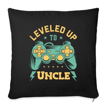 Leveled up to Uncle Promoted to Uncle - Sofa pillowcase 17,3'' x 17,3'' (45 x 45 cm) - black - Front