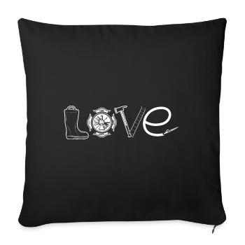 Pompier Amour pompier Fierté - Housse de coussin décorative 45 x 45 cm - noir - Devant