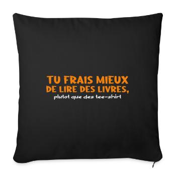Lire des livres - Housse de coussin décorative 45 x 45 cm - noir - Devant