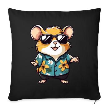 Hamster Funny Summer - Sofa pillowcase 17,3'' x 17,3'' (45 x 45 cm) - black - Front