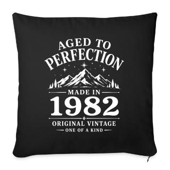 1982 Anniversaire 44 ans Retro Millésime 1982 - Housse de coussin décorative 45 x 45 cm - noir - Devant