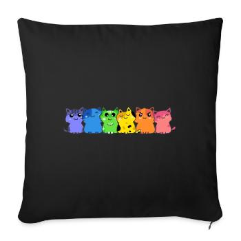 LGBT Cat Rainbow Gay Lesbian Kitten - Sofa pillowcase 17,3'' x 17,3'' (45 x 45 cm) - black - Front
