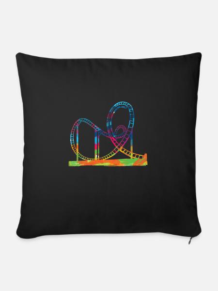 Achterbahn Geschenkidee Freizeitparks Schausteller - Sofakissenbezug 45 x 45 cm - Schwarz
