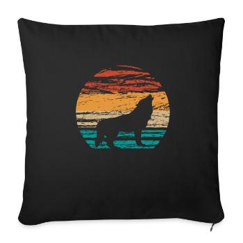 Wolf protection de la nature Prédateurs nature cadeau - Housse de coussin décorative 45 x 45 cm - noir - Devant