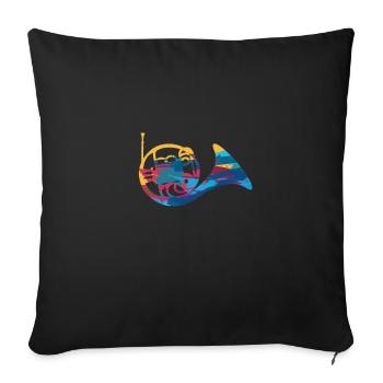 Horn Français Horn Horn Orchestra Cadeau - Housse de coussin décorative 45 x 45 cm - noir - Devant