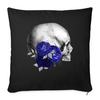 Night flowers gothic goth skull death skull punk - Sofa pillowcase 17,3'' x 17,3'' (45 x 45 cm) - black - Front