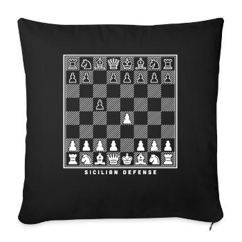 Sicilian defense opening chessboard chess player - Sofa pillowcase 17,3'' x 17,3'' (45 x 45 cm) - black - Front