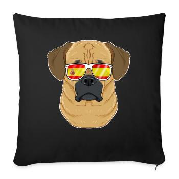 Puggle I Spain Sunglasses I Spanish Flag - Sofa pillowcase 17,3'' x 17,3'' (45 x 45 cm) - black - Front