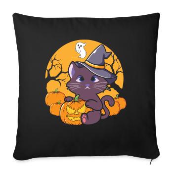 Halloween Cat Witch - Sofa pillowcase 17,3'' x 17,3'' (45 x 45 cm) - black - Front