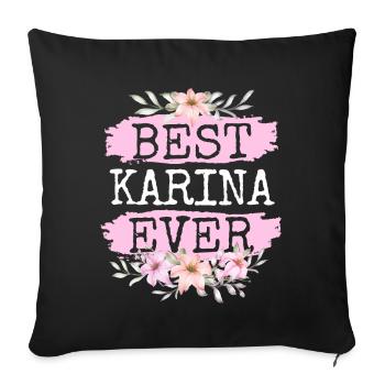 Karina Nom du cadeau Anniversaire - Housse de coussin décorative 45 x 45 cm - noir - Devant