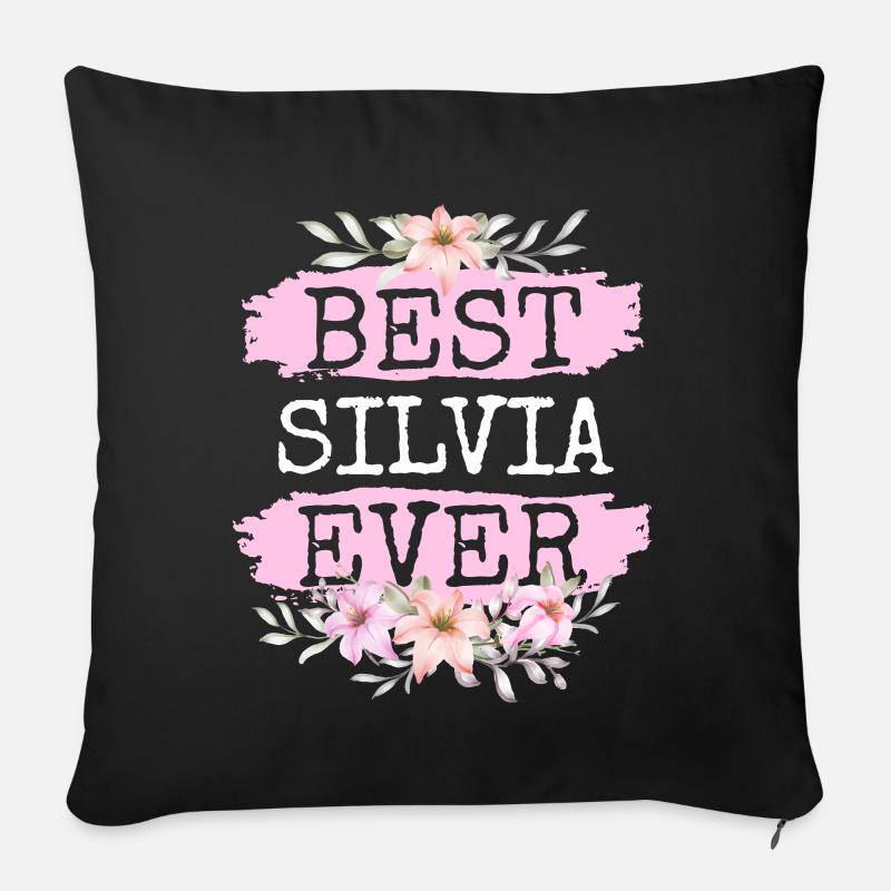 Silvia Geschenk Name Geburtstag - Sofakissenbezug 45 x 45 cm - Schwarz