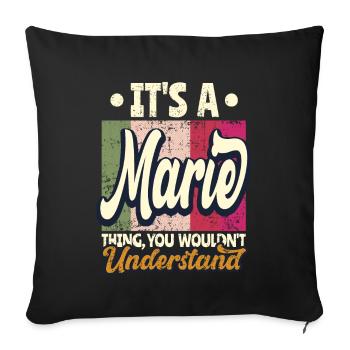 Marie Nom Cadeau Personnalisé Dire Drôle - Housse de coussin décorative 45 x 45 cm - noir - Devant