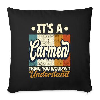 Carmen Nom Cadeau Personnalisé Devis Drôle - Housse de coussin décorative 45 x 45 cm - noir - Devant