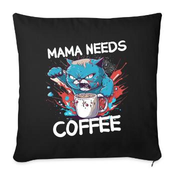 Mom Coffee Cat Funny Saying Gift Mom - Sofa pillowcase 17,3'' x 17,3'' (45 x 45 cm) - black - Front