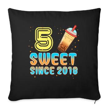 5. Geburtstag Bubble Tee - Sofakissenbezug 45 x 45 cm - Schwarz - Vorne