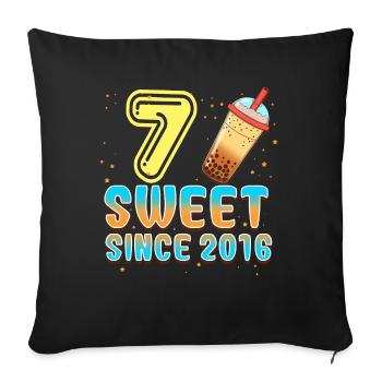 7e anniversaire Bubble Tee - Housse de coussin décorative 45 x 45 cm - noir - Devant