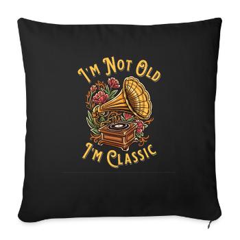 Je ne suis pas vieux, je suis amateur de musique Gramophone classique - Housse de coussin décorative 45 x 45 cm - noir - Devant