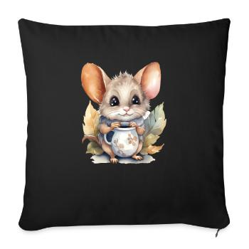 Gerboise pygmée avec style aquarelle café - Housse de coussin décorative 45 x 45 cm - noir - Devant