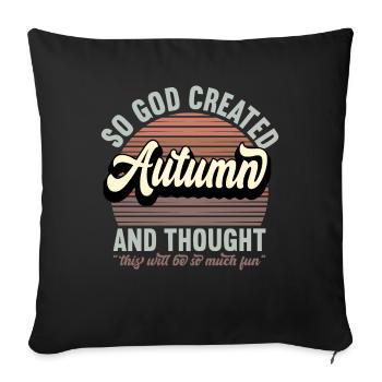 Nom Automne Cadeau Anniversaire Dire Drôle - Housse de coussin décorative 45 x 45 cm - noir - Devant