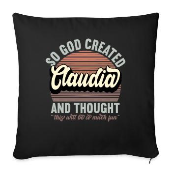Nom Claudia Cadeau Anniversaire Dire Drôle - Housse de coussin décorative 45 x 45 cm - noir - Devant
