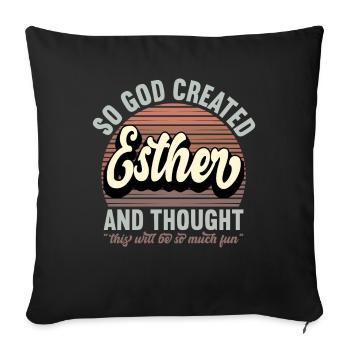 Nom Esther Cadeau Anniversaire Dire Drôle - Housse de coussin décorative 45 x 45 cm - noir - Devant