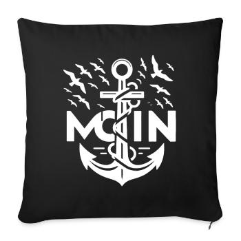 Moin, norddeutscher Gruß als maritimes Design - Sofakissenbezug 45 x 45 cm - Schwarz - Vorne