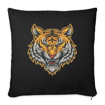 Tête de tigre - Housse de coussin décorative 45 x 45 cm - noir - Devant