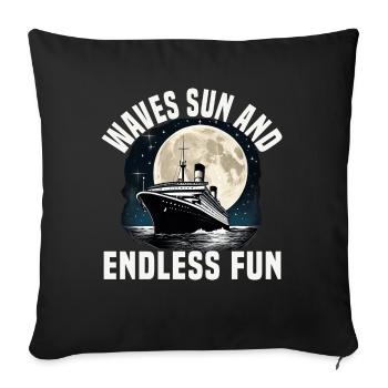 Vagues Soleil Et Plaisir Sans Fin Vacances En Bateau De Croisière - Housse de coussin décorative 45 x 45 cm - noir - Devant