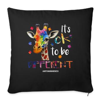 It's ok to be different – autism - Sofa pillowcase 17,3'' x 17,3'' (45 x 45 cm) - black - Front