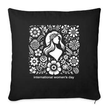 Journée internationale de la femme - Cadeau - Housse de coussin décorative 45 x 45 cm - noir - Devant