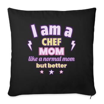 Maman cuisinière, cadeau de fête des mères - Housse de coussin décorative 45 x 45 cm - noir - Devant