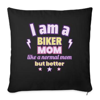 Biker Mom, Gift Mother's Day, Motorcycle - Sofa pillowcase 17,3'' x 17,3'' (45 x 45 cm) - black - Front