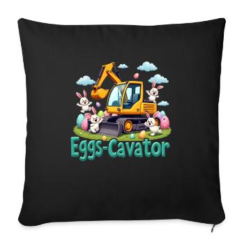 Eggs Cavator Osterhasen Bagger Eierkreiskreis - Sofakissenbezug 45 x 45 cm - Schwarz - Vorne