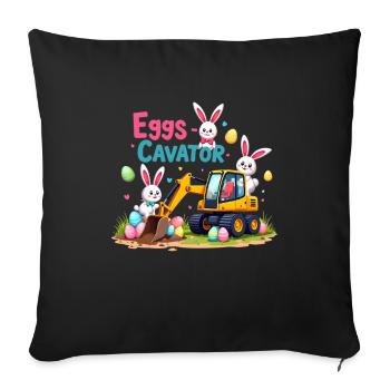 Eggs Cavator Easter Bunny Excavator Egg Circle - Sofa pillowcase 17,3'' x 17,3'' (45 x 45 cm) - black - Front