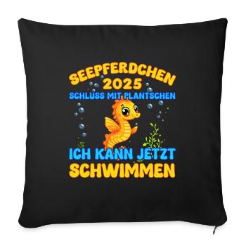 Seepferdchen bestanden 2025 Kinder Geschenkidee - Sofakissenbezug 45 x 45 cm - Schwarz - Vorne