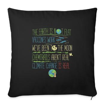 Terre plate Le changement climatique est réel - Housse de coussin décorative 45 x 45 cm - noir - Devant