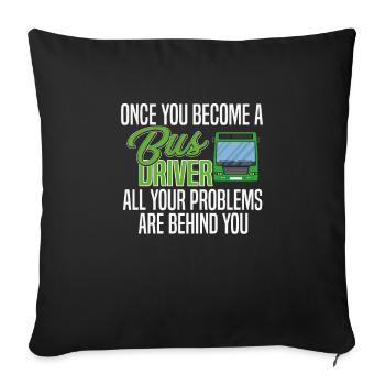 funny bus driver saying. Coach school bus - Sofa pillowcase 17,3'' x 17,3'' (45 x 45 cm) - black - Front