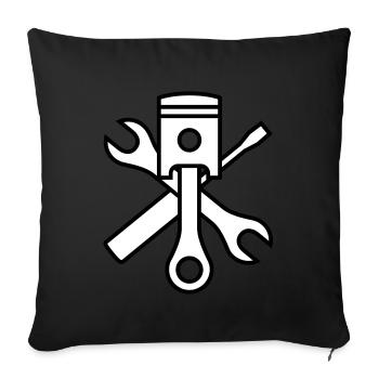 Pistons and tools 2c (+ your text) - Sofa pillowcase 17,3'' x 17,3'' (45 x 45 cm) - black - Front